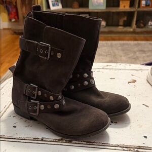 Womens Crown Vintage Brown Boots With Buckles Bobbie